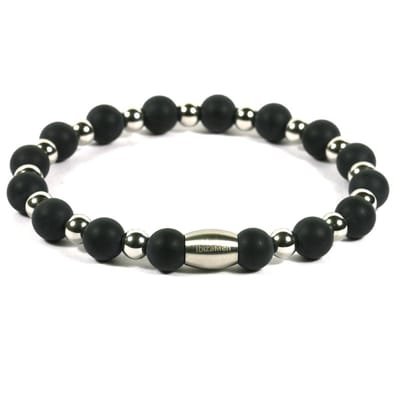 Heren armband staal onyx matte 6mm en 8mm - Ibizamen 21cm