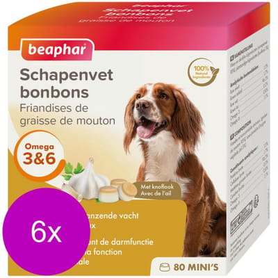 Beaphar Schapenvetbonbons Knoflook - Hondensnacks - 6 x Mini