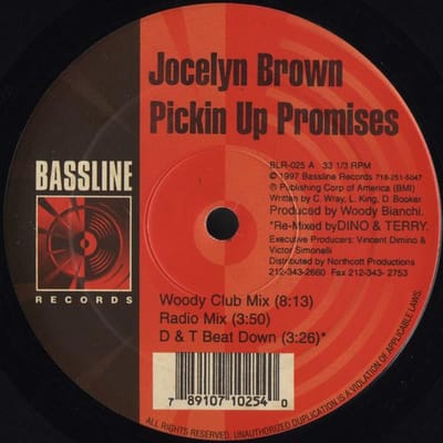 12 inch Plaat JOCELYN BROWN - Pickin Up Promises BLR025 Bassline Record 1997 VS Dance & Electronica Gebruikt black