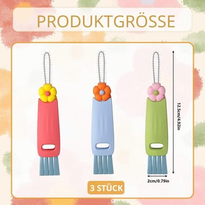 3 stuks reinigingsborstel voor bekerdeksels 3-in-1, reinigingsborstel voor flessendeksels, multifunctionele ruimteafdichting voor babyflessen, flessen en alle soorten kopjes
