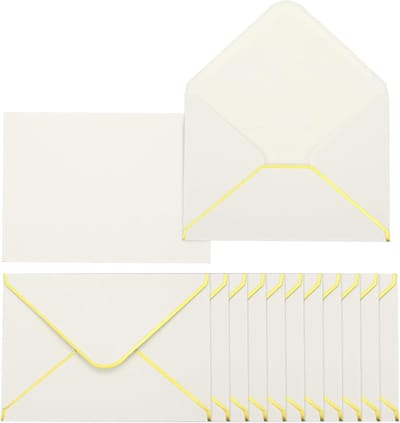 Feestelijke- Enveloppen Voor Uitnodigingen - Creatieve Kaartverpakking - Verjaardag en Bruiloft - Stijlvol - Handige Set - A6 Formaat - Goudrand - 50 Stuks - decoratie - Voor Feestjes - Beige Kleur .
