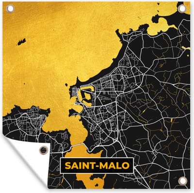 Tuin poster Plattegrond – Saint-Malo – Stadskaart – Kaart – Frankrijk - 200x200 cm - Tuindoek