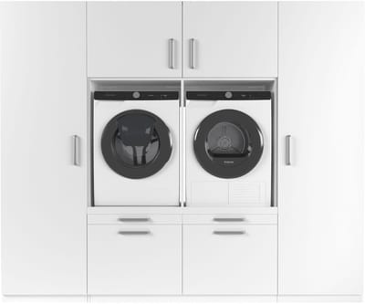 Wasophoogte® Wasmachine Kast Dublin - Wasmachine verhoger - Wasmachine ombouw - 700(D)*2530(B)*2110(H) mm - Wit