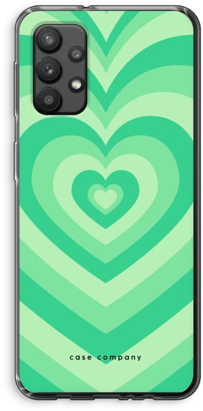 Case Company® - Hoesje geschikt voor Samsung Galaxy A32 4G hoesje - Hart Groen - Soft Cover Telefoonhoesje - Bescherming aan alle Kanten en Schermrand