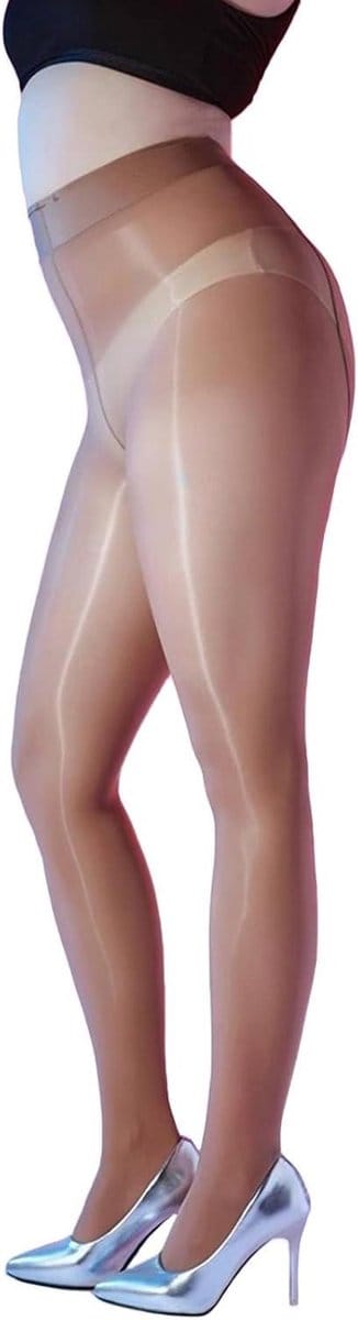 Panty dames glans 8 denier zijde textuur - sexy olie glanzende hoge taille panty