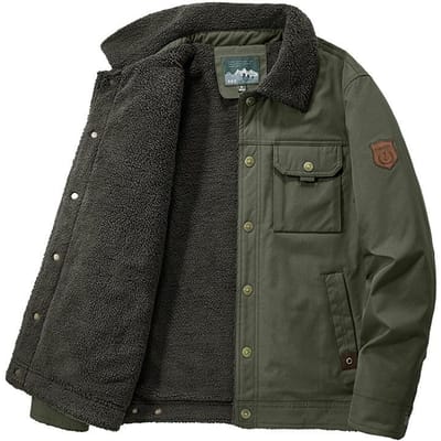 Herfst en Winter Warm Fleecejack Heren Casual Top Los Grote Maat Lamswol Fleece Reverskraag Meerdere Zakken Koudebestendig Katoenen Kleding 6XL