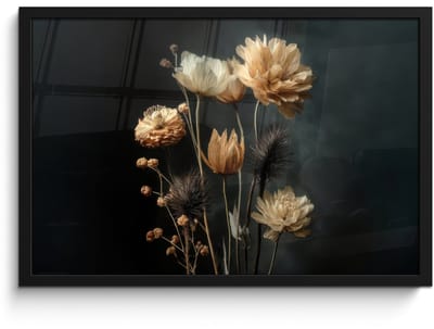 Poster in lijst - Fotolijst 60x40 cm - Posters - Boeket - Bloemen - Licht - Zwart - Posterlijst zwart - Decoratie - Wanddecoratie woonkamer - Muurdecoratie slaapkamer
