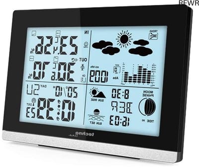 RFWR® Modern Weerstation Hoogglans Zwart, DCF-77 Radio Control, Binnen- & Buitentemperatuur