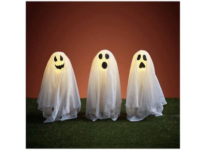 Halloween decoratie - Halloween paallampjes met spoken LED - Halloween rekwisieten tuindecoratie 40 cm