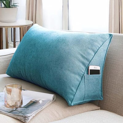 Wigkussen - Lendensteun - Ontspannen Lezen - Met Zijvak - 120cm - Blauw