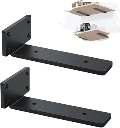 2 stuks - Plankdragers - Plankbeugels - 15 cm - L-vormige zwevende plankbeugels - Rekbeugels - Plankhouder - Wandsteun - Ondersteuningsframe - drijvende plankbeugels - steunframe - muurbeugel - met schroeven - meubelaccessoires - zwart