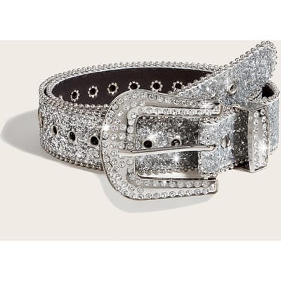 Brede Damesriem met Strass – Europese & Amerikaanse Mode Pailletten Ontwerp Tailleband gray