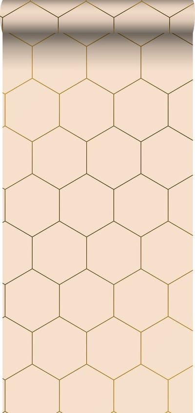 ESTAhome behang hexagon licht perzikroze - 53 cm x 10.05 m - 139226
