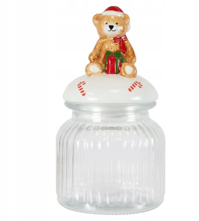 Bimberek - Keramische Koekjespot - 700ml - Decoratieve Beer - Kerst Ontwerp