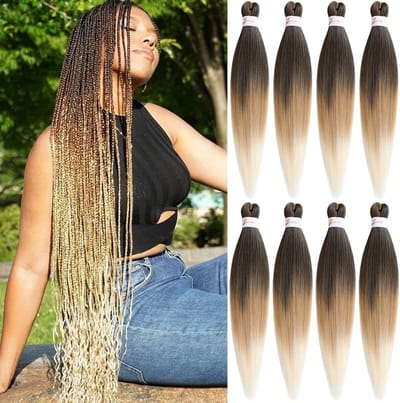 Allecto - Haar Extensions - Vlechten Haar - 26 Inch - Ombre Kleur - Kanekalon Haar - Geschikt voor Doos Vlechten - Yaki Textuur
