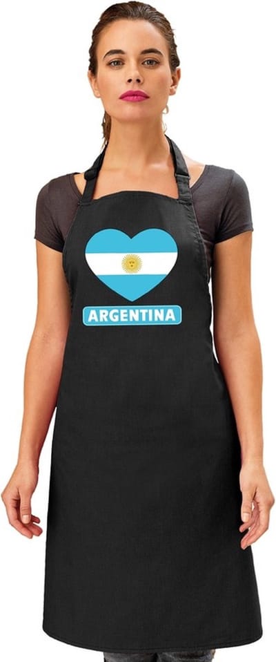 Keukenschort - Barbecueschort - I Love Argentinie vlag - zwart - heren en dames - Landen supporters - Gerechten - Avond