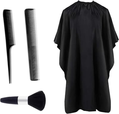 Kapperscape Set - Haar Snijden - Thuisgebruik Salon - Inclusief Accessoires - 140x120 cm - Zwart