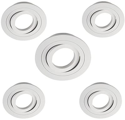 Set van 5 Ronde Inbouwspots met GU10 Fitting - Draaibaar 30°, 230V, Ø 9,5 x 2,5 cm