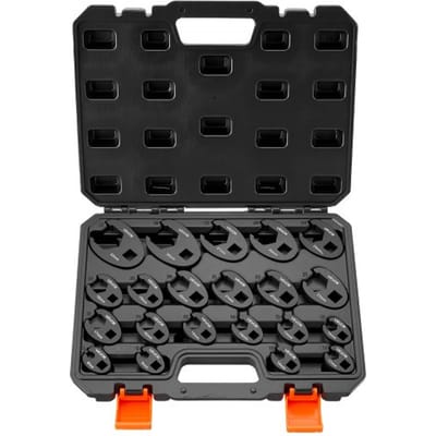 VEVOR Ringsleutelset, 1/2" & 3/8" aandrijving, 21-delig. Metrische ringsleutel met dubbele aandrijving voor wartelmoeren, 40Cr gelegeerd staal, maatmarkeringen, voor onderhoudswerkzaamheden.