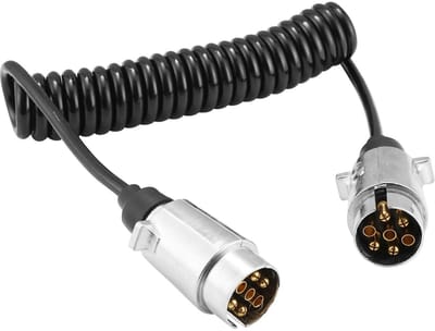 Dailygoods- Verlengkabel 12 V - Aanhangerkabel - 2,5 m - Kunststof/Messing - Voor vrachtwagen/Caravan - Maximaal 1 stuk