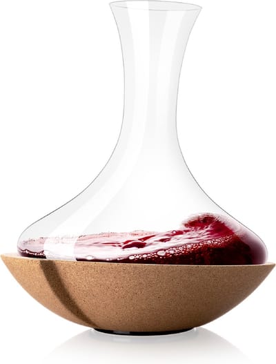 Vacu Vin Swirling Decanteerkaraf 1 Liter – Kristalglas – Met Draaibare Kurken Voet – Wijnkaraf voor Rode en Witte Wijn