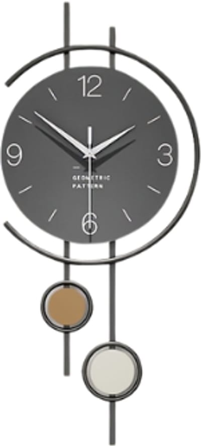 Wandklok industrieel-wandklokken met Japanse Quartz Uurwerk- Retro Modern Hout & Metalen Design-Zwart & Gouden Analoog Displa-Irregulaire Vorm met Beige Wijzerplaat & Witte Wijzers-Automatische Klokgeluid Functie.