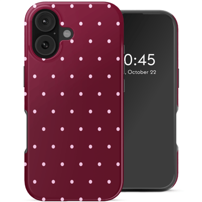 Selencia Hoesje - Geschikt voor Apple iPhone 16 - Backcover geschikt voor MagSafe - Happy Dots Burgundy
