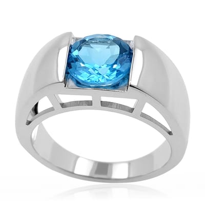 Cavill - Marambaia Topaas Ring 2,088 ct - 925 Sterling Zilver Gerhodineerd - Moderne Geometrische Blauwe Edelsteen Ring - Luxe Sieraden Dames