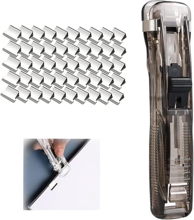 Nietmachine, Mini Drukklem Nietmachine, Bindmiddel Kantoorbenodigdheden Paperclips Nietmachine Set met 50 Herbruikbare Nietjes voor Kantoor, Thuis, Schoolbenodigdheden Ticketpapier