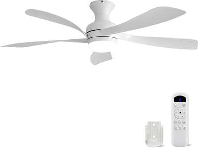 Plafondventilator Met Lamp - 5 ABS Bladen - Ø 132 cm - Dimbare lamp - Met Afstandsbediening - 6 ventilatorstanden - LED's Light - Wit