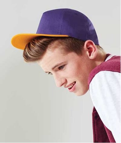 Beechfield baseball cap Retro Colours - voor kinderen - klemsluiting - 100% katoen wit/zwart