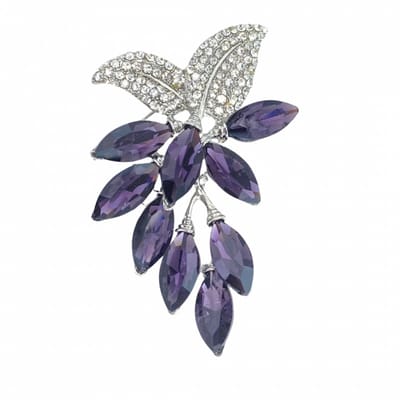 Broche paars zilverkleur strass - Charme Bijoux
