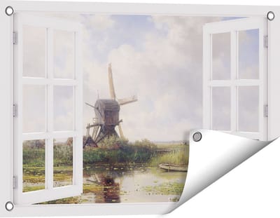 Gards Tuinposter Doorkijk In ’t Gein bij Abcoude - Willem Roelofs - 60x40 cm - Tuindoek - Tuindecoratie - Wanddecoratie buiten - Tuinschilderij
