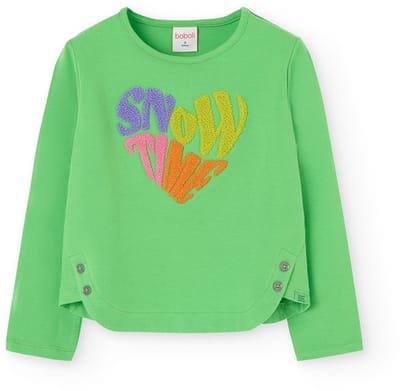 Boboli Stretch Knit T-shirt Met Lange Mouwen Groen 4 Years Meisjes