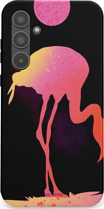 Casetastic Hoesje Geschikt voor Samsung A55 - Stijlvolle Beschermende Duo-layer Case - Silhouet Flamingo