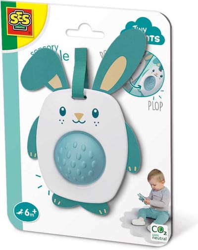 SES - Tiny Talents - Grijpspeelgoed dimple - Konijn - baby - fidget - verschillende materialen en texturen Baby Speelgoed vanaf 6 maanden