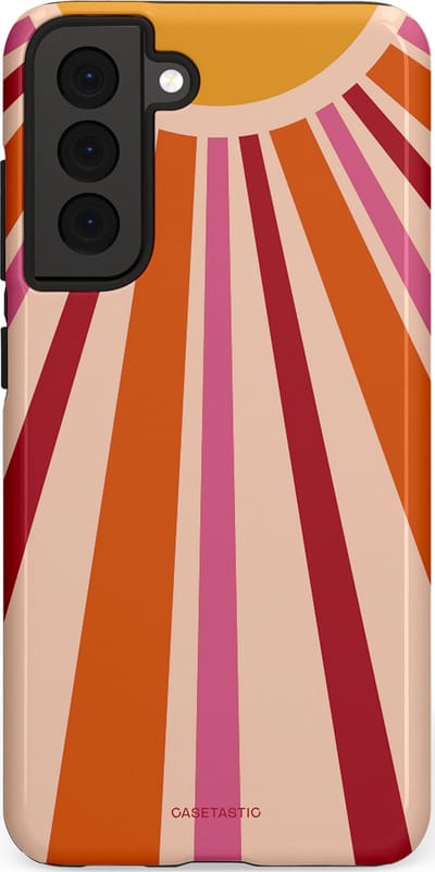 Casetastic Hoesje Geschikt voor Samsung S21 FE - Stijlvolle Beschermende Duo-layer Case - Retro straal