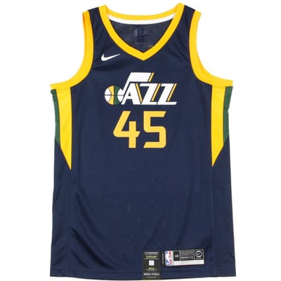Basketbaltanktop voor heren Nba Swingman Jersey Icon Edition nr. 45 Donovan Mitchell Utajaz Road College Navy/zonnewijzer