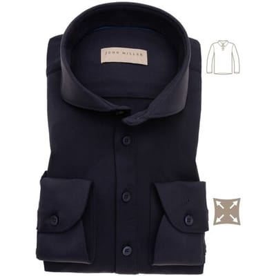 John Miller Slim Fit Long Sleeve Polo Donker Blauw / male