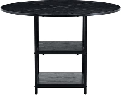 Zwarte Mdf Ronde Eettafel Zwart Metalen Onderstel 107x75cm Voor 2-4 Personen Thuis