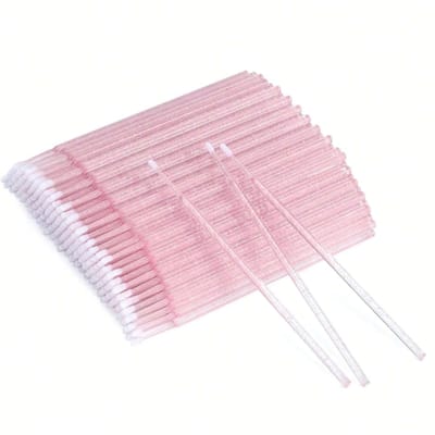 100 stuks Wegwerp Make-up Kwast Miniatuur Vervaagkwast Flexibele Ultra-Fijne Mascara Wisser Voor Mascara Kwast, Wenkbrauwkwast, Make-up Kwast, Wimperkam roze