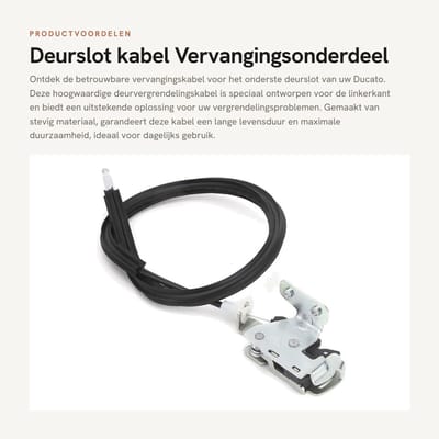 Dailygoods- Deurslot Vervanging - Achterdeur Vergrendeling - Deurvergrendelingskabel - Geschikt voor Ducato 2006 - Hoogwaardig Materiaal - Eenvoudig te Installeren - Deurkabel