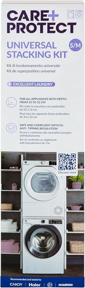 Universele Stapelset - Wasmachine Droger - Ruimte Besparen - Verstelbare Diepte - 33 tot 52 cm - Wit