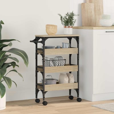vidaXL - Keuken - Trolley - Sonoma - Eik - 53 - x - 20 - x - 76 - cm - Bewerkt - hout