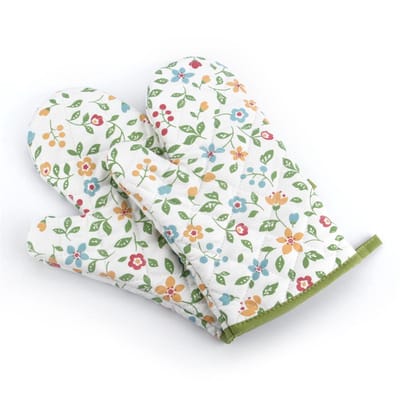1 paar ovenwanten met patroon - ovenwanten - Keukengerei - Om te koken/grillen - Polyester - Groen
