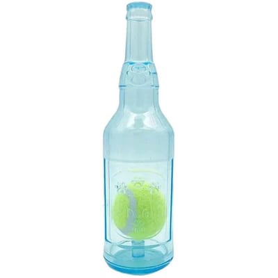 Jouet à mâcher bruyant pour chien de compagnie Bouteille de bière avec balle de tennis Jouet pour chien Squeak Jouet pour animal de compagnie Jouets amusants pour chiens Jouets puzzle bleu