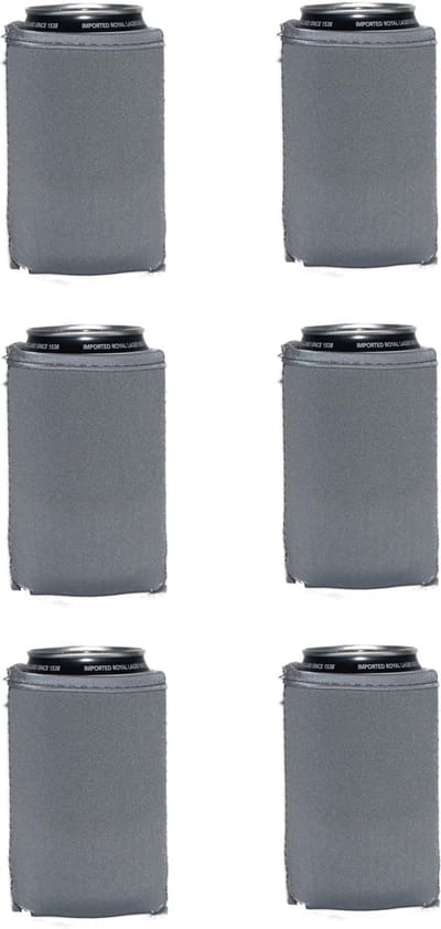 EIZOOK 6 stuks bier - frisdrank blik koelhoud hoesje in GRIJS | bierblik hoesjes | Festival | Vakantie | Strand | Carnaval
