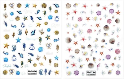 Dailygoods - 5D Nagelstickers - Zeeschelp en Zeester - Zelfklevend - Meerkleurig - Nagelontwerp - Decoraties voor Vrouwen en Meisjes