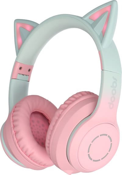Doobs Cathy Kinder koptelefoon | Bluetooth 5.1 | Katoor | RGB LED | Draadloos | Comfort - roze