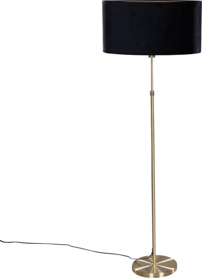 QAZQA parte shade - Moderne Vloerlamp | Staande Lamp met kap - 1 lichts - H 1455 mm - Zwart Goud - Woonkamer | Slaapkamer | Keuken